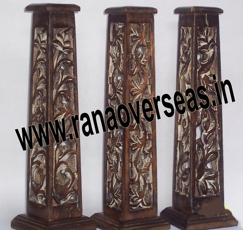 Wood Antique Wooden Tower Incense Burner