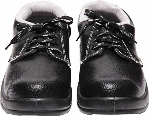 Safety Shoes - Leather Upper, 27x17x7 Cm, Black Color | Features Pu Sole, 200 J Steel Toe, Isi & En Standard, Unisex, 1-year Warranty