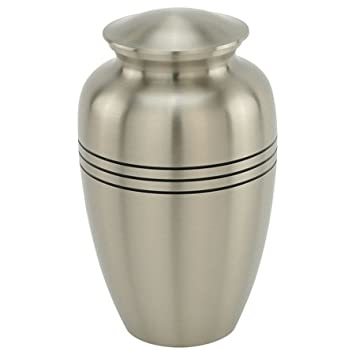 Gold Or Pewter Classic Three Band Cremation Urn