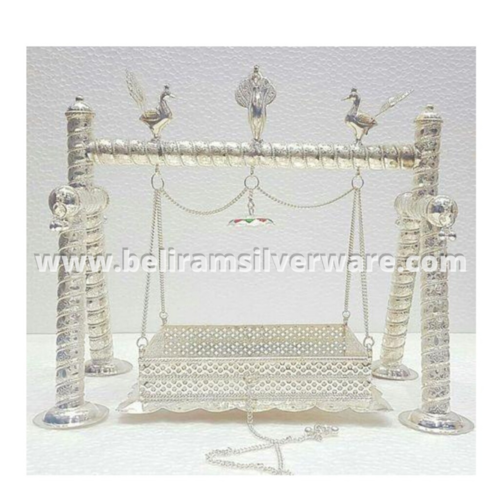 Elegant Ladoo Gopal Thakurji Silver Jhula