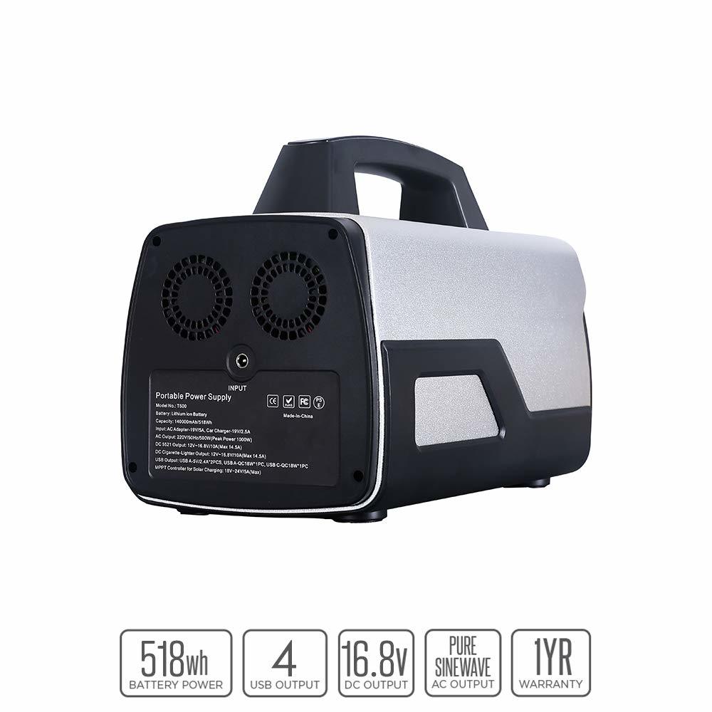 Silver & Black Sarrvad Portable Solar Power Generator St-500