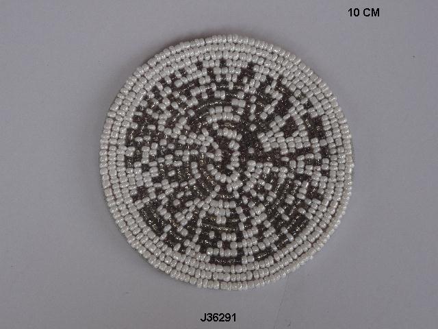 Glass Bead Table Mat - 35 Cm, Golden Beaded Design For Home And Wedding Decoration