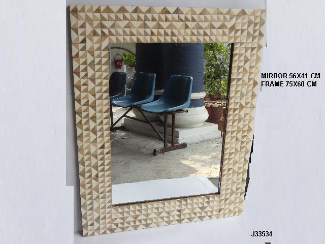 Mirror Frame - Bone And Wooden Inlay, 75x55 Cm Antique Design