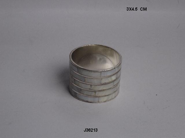 Napkin Rings - Aluminum, 5 Cm Size, Silver Color | Plated Finish With Mother Of Pearl Inlay, Ideal For Home And Wedding Decoration