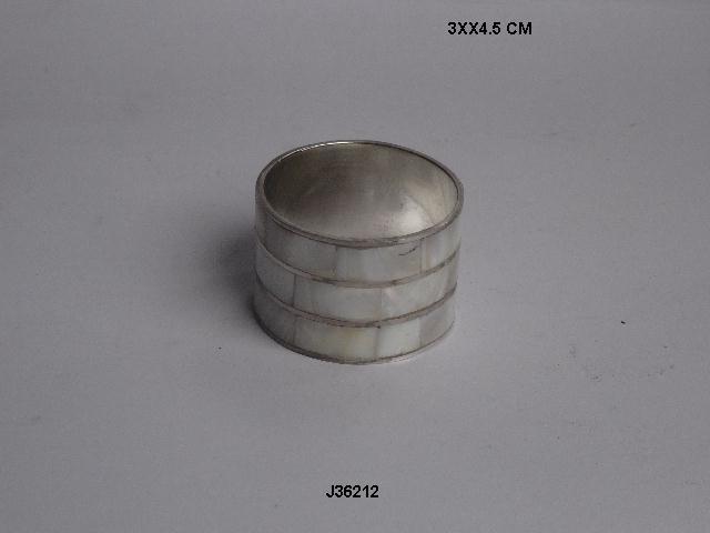 Napkin Rings - Aluminum, 5 Cm | Silver Plated With Mother Of Pearl Inlay For Home And Wedding Decoration