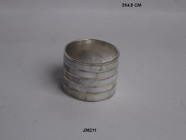 Napkin Rings - Aluminum, 5 Cm | Silver Plated With Mother Of Pearl Inlay For Home And Wedding Decoration