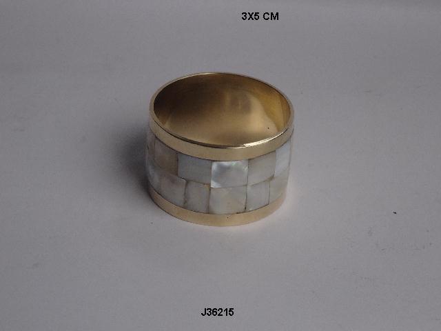 Napkin Rings - Aluminum With Mother Of Pearl Inlay, 5 Cm Size, Brass Plated Finish, Ideal For Home And Wedding Decoration