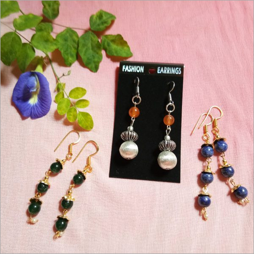पार्टी सेमी प्रेशियस जेमस्टोन ट्रेंडी इयररिंग कॉम्बो सेट