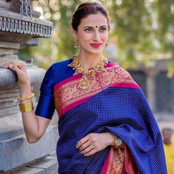 Multi Colour Lichi Silk Saree
