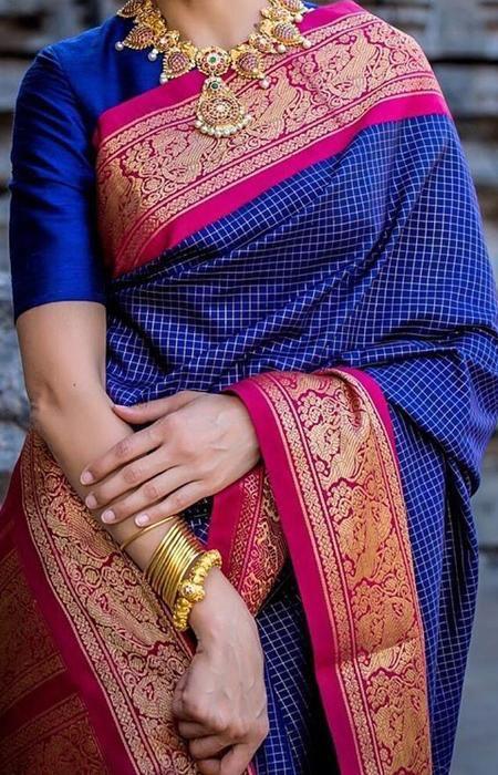 Multi Colour Lichi Silk Saree