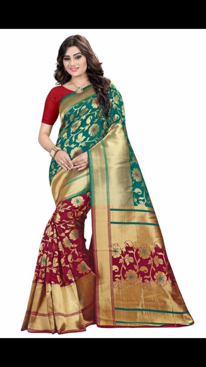 Multi Colour Banarasi Silk Weaving Saree
