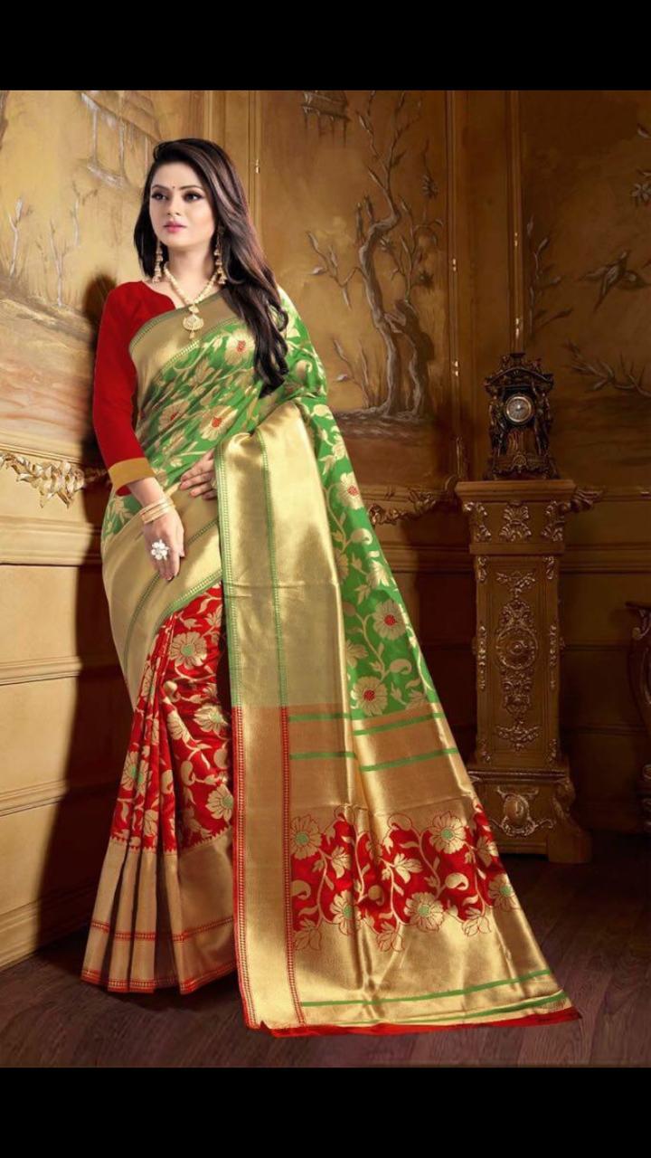 Multi Colour Banarasi Silk Weaving Saree