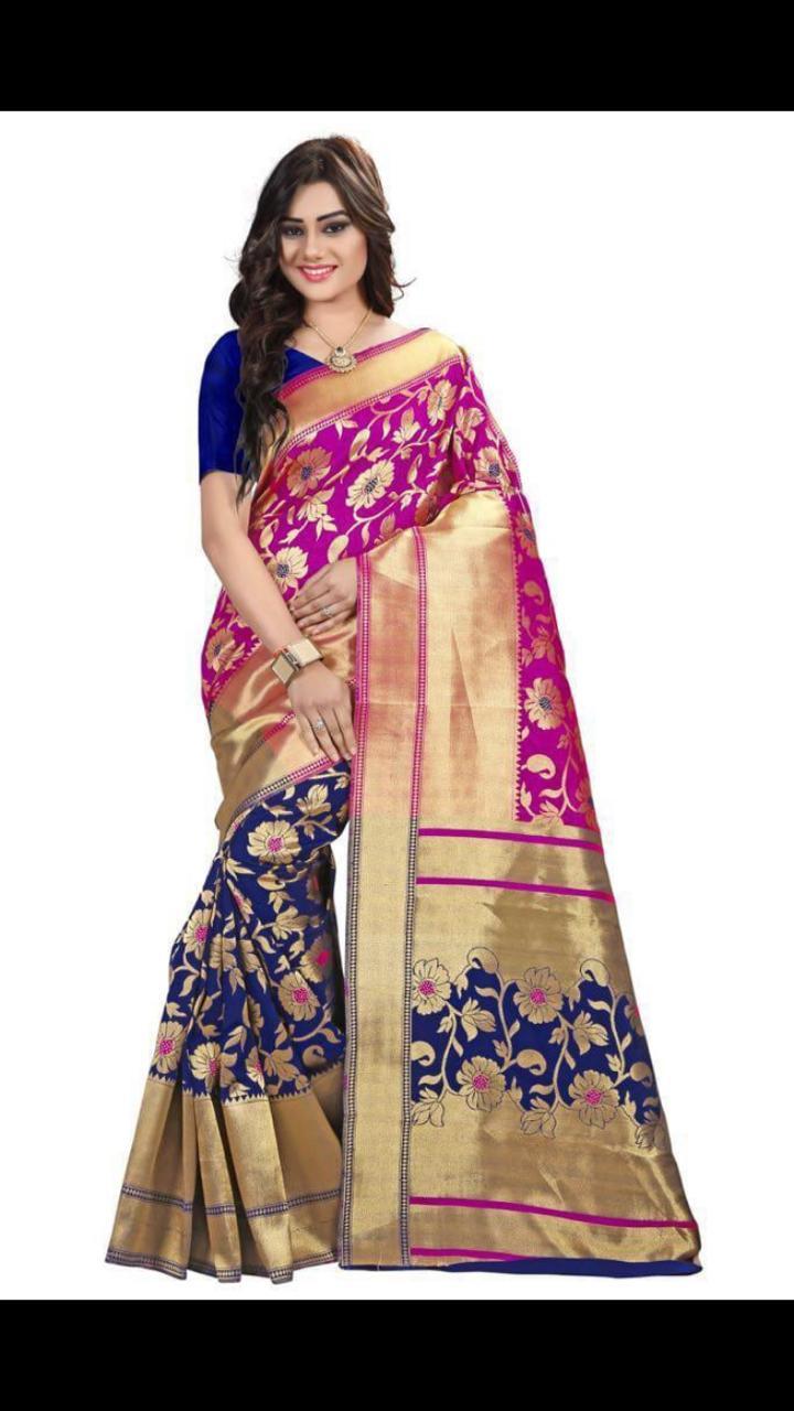 Multi Colour Banarasi Silk Weaving Saree