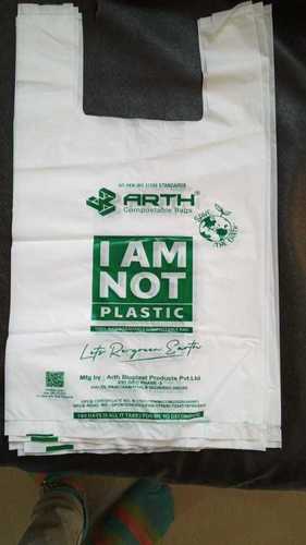 Biodegradable Compostable Carry Bags - PLA/Corn Starch Resin, U Cut, White | Soft, Food Safety Grade, 9x13 to 16x20 Inches, Holds Up to 5 Kg