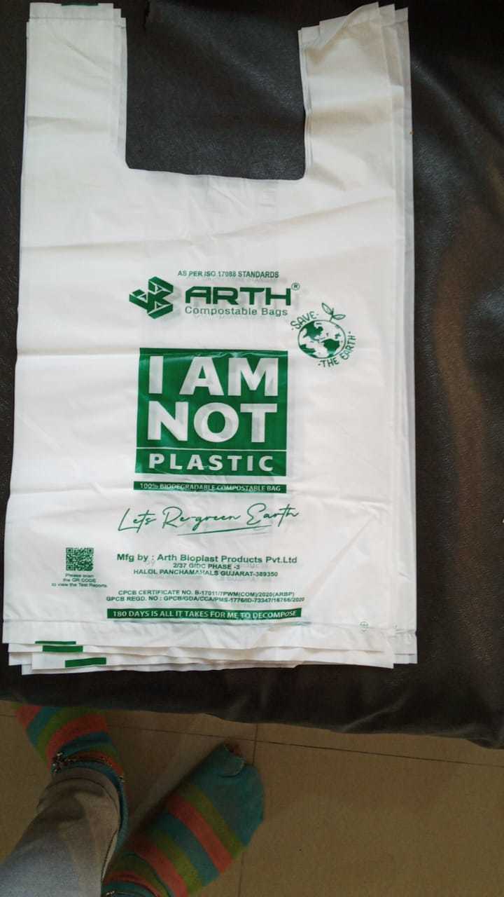 Biodegradable Compostable Carry Bags - Pla/corn Starch Resin, U Cut, White | Soft, Food Safety Grade, 9x13 To 16x20 Inches, Holds Up To 5 Kg