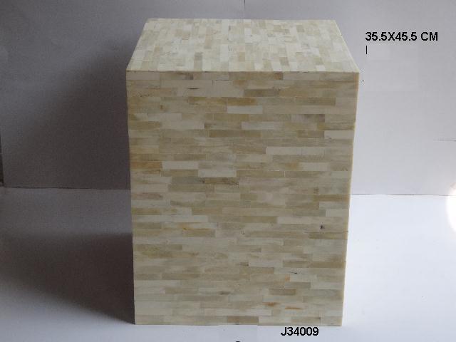 Resin Inlay Stool - Wood, 36x36cm Size | Ethnic Handmade Artwork, Round Design For Living Room