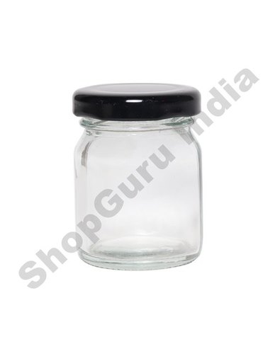 60 ML Cylindrical Glass Jar - Clear Glass, 60 ML Size, Transparent Color, Smooth Surface, Airtight Screw-Top Lid for Secure Storage