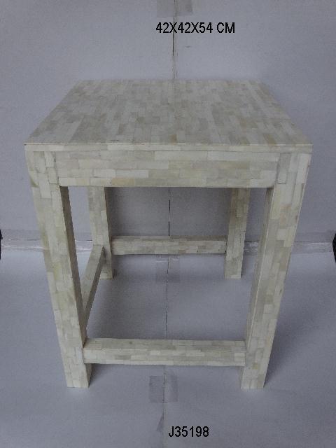 Handmade Resin Inlay Stool Geometric Pattern