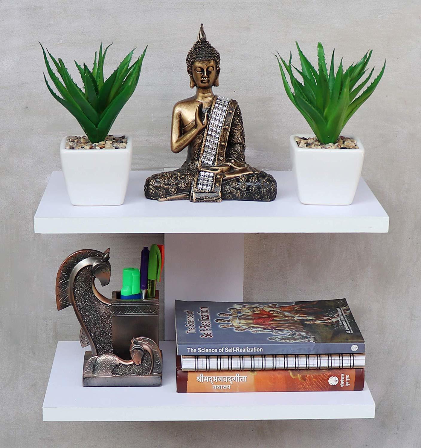 Trust Kart Wall Shelf Wall Mounted Book Shelves Wall Shelves Rack White
