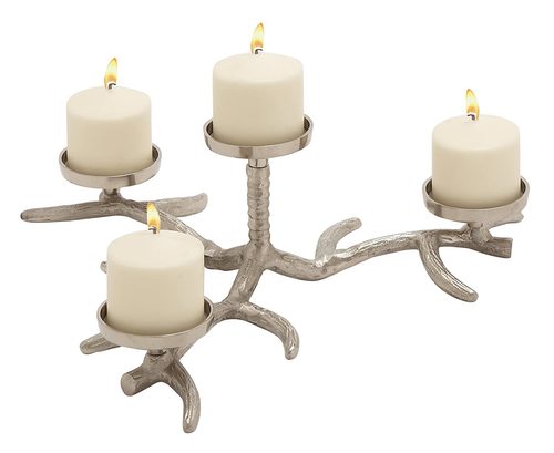 Silver Aluminium Candle Holder Stand