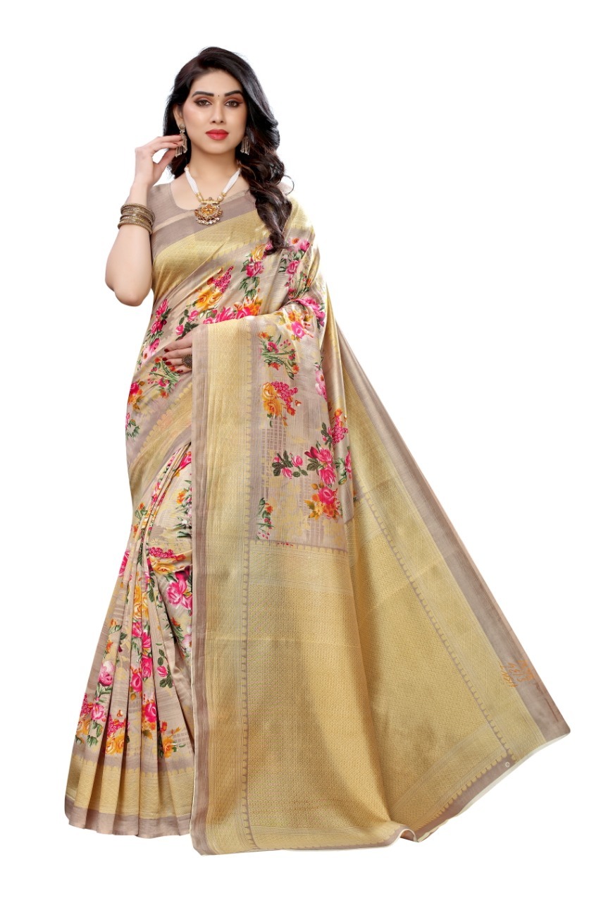 Art Silk Sarees With Superb Floral Prints - Art Silk Fabric, Printed Design, Multiple Color Combinations | Ideal For Daily Wear, All Seasons