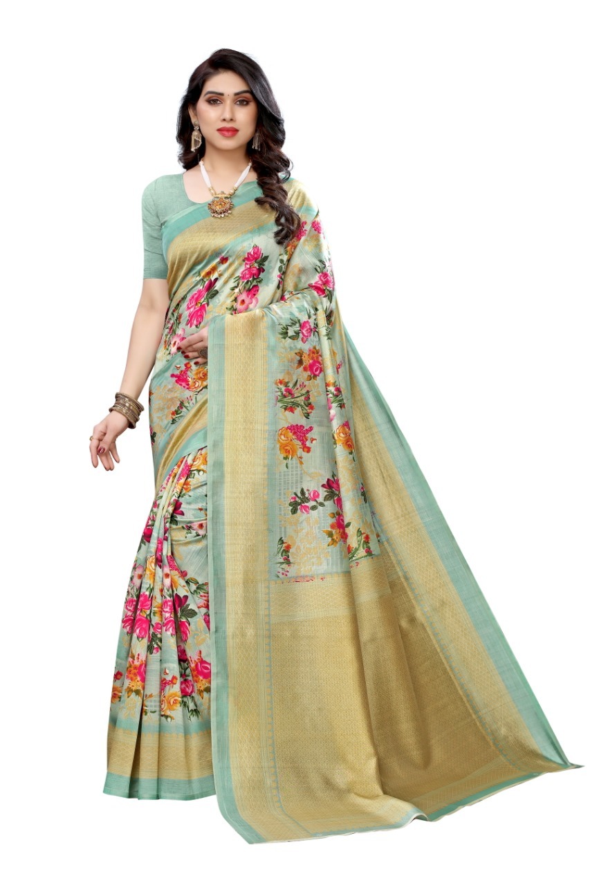 Art Silk Sarees With Superb Floral Prints - Art Silk Fabric, Printed Design, Multiple Color Combinations | Ideal For Daily Wear, All Seasons