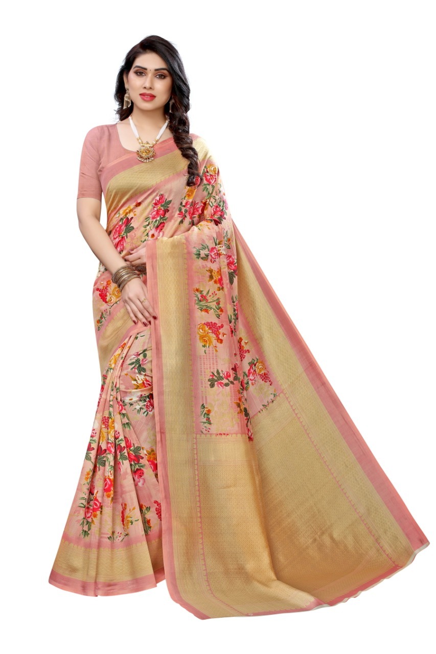 Art Silk Sarees With Superb Floral Prints - Art Silk Fabric, Printed Design, Multiple Color Combinations | Ideal For Daily Wear, All Seasons