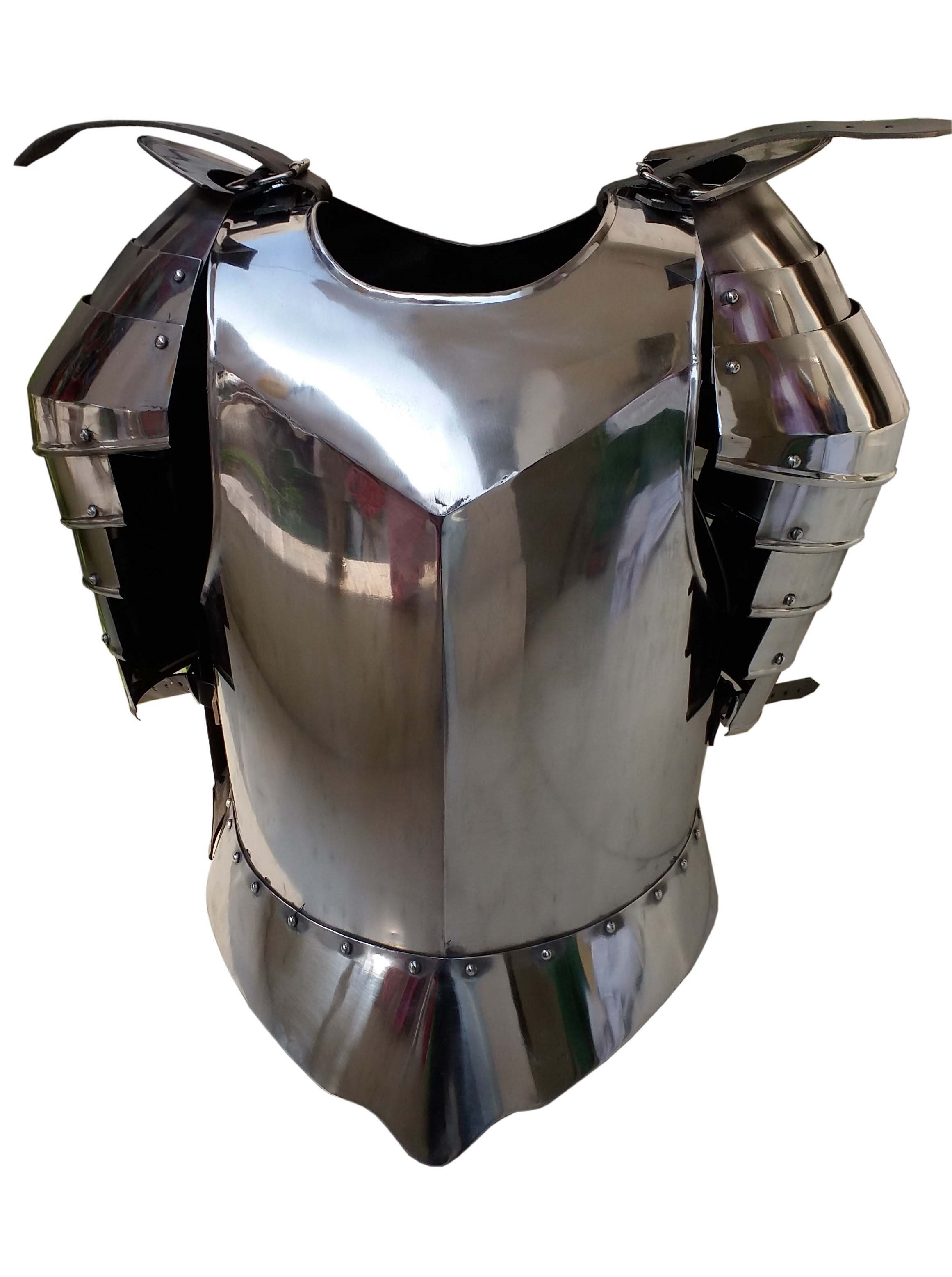 Metal Medieval Breastplate Silver Flute Armor