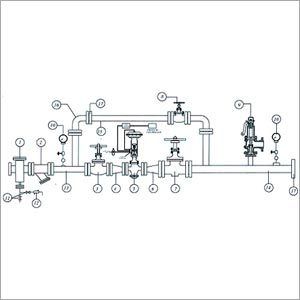 नियंत्रण वाल्व के साथ दबाव कम करने वाला स्टेशन