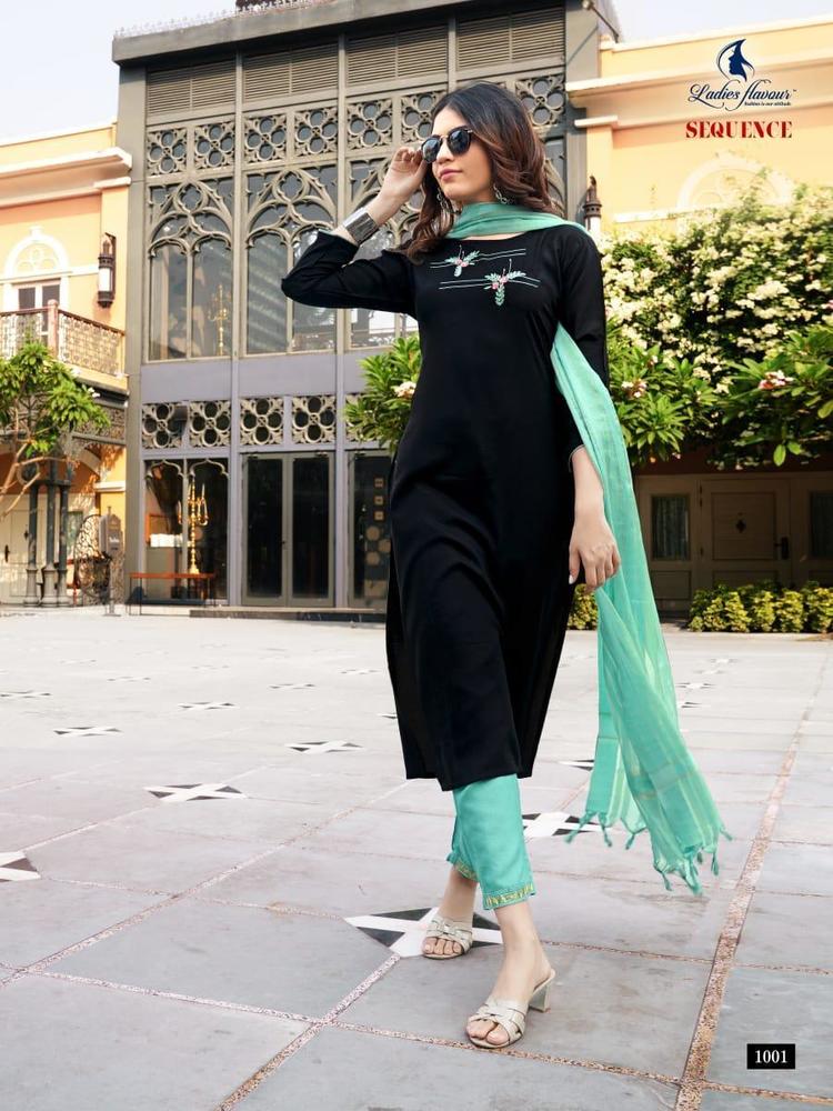 All Rayon Embroidered Kurti With Pure Banarasi Duppta