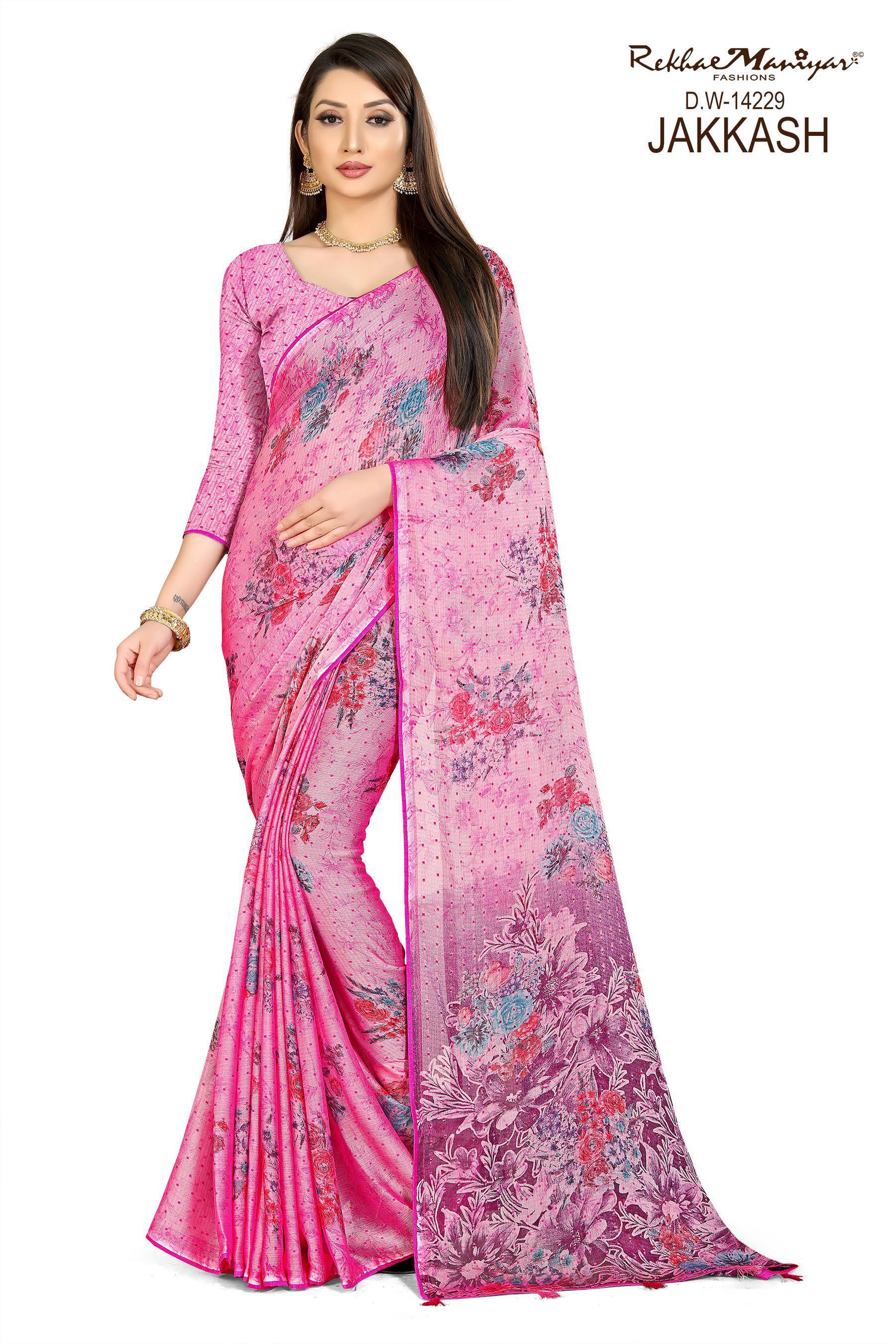 Jakkash 1000 Butti Silk Saree - Georgette, Multi Colour | Printed Pattern, Daily Wear Style With Elegant Tassel Detailing