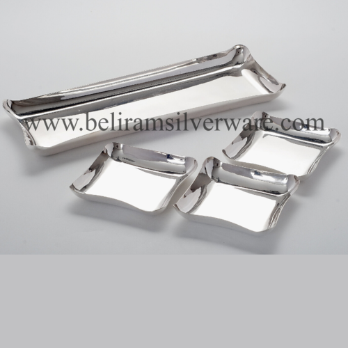 Rectangle Silver Platter With Bowls