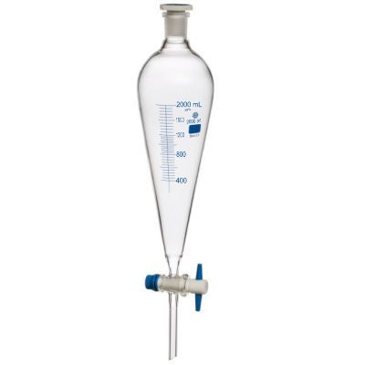 Separating Funnel - 2000 Milliliter Capacity, Transparent Borosilicate 3.3 Glass | Compliance With Iso 4800 Standards, Ideal For Liquid-liquid Extractions