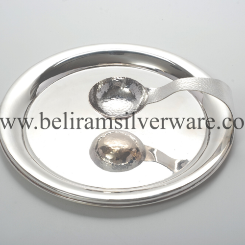 Circular Silver Platter With Inbuilt Bowl