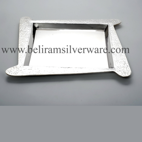 Hammered Texture Extended Border Silver Platter