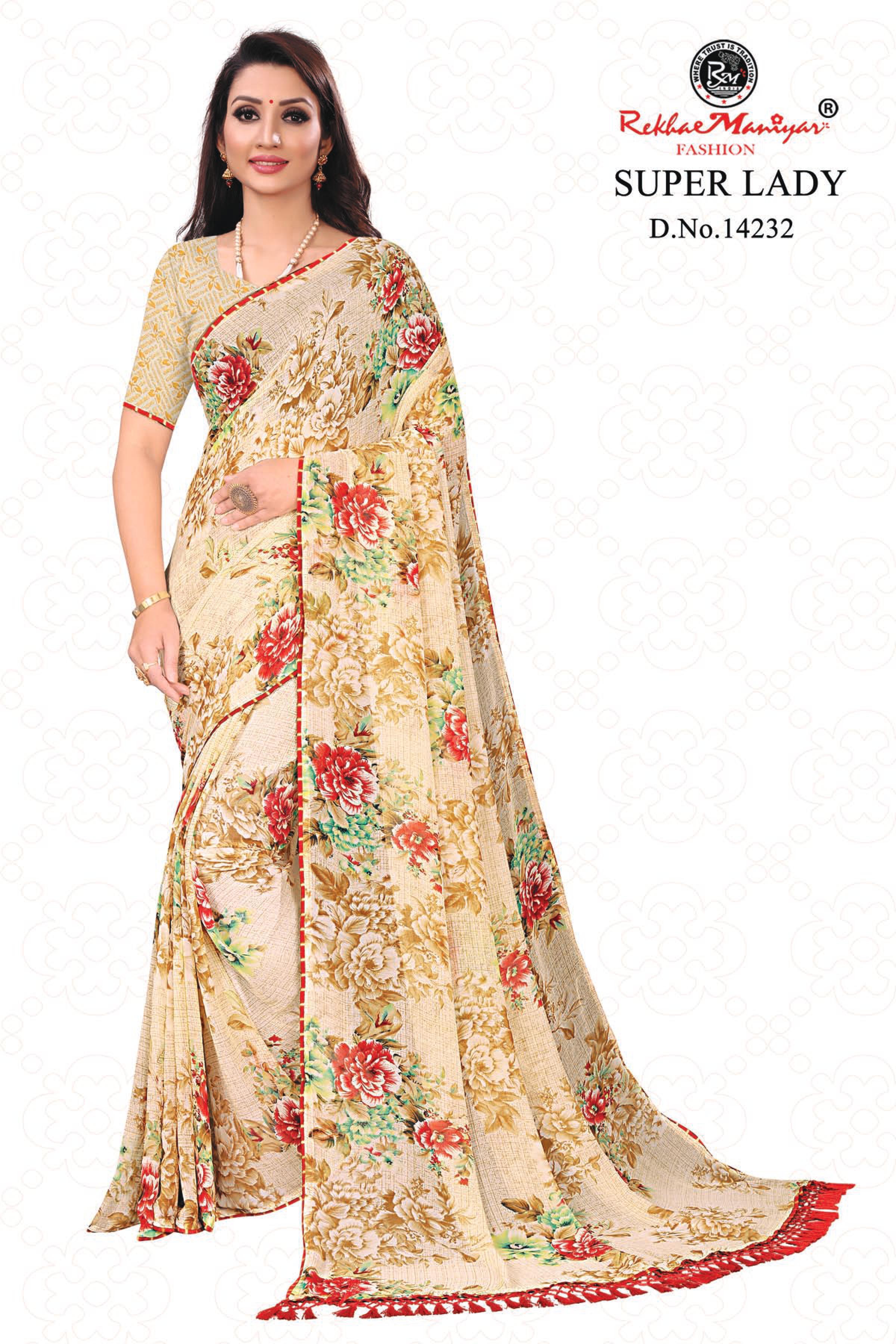 Super Lady Saree - Georgette Material, Multi Colour Design | Ideal For Daily Wear Occasions