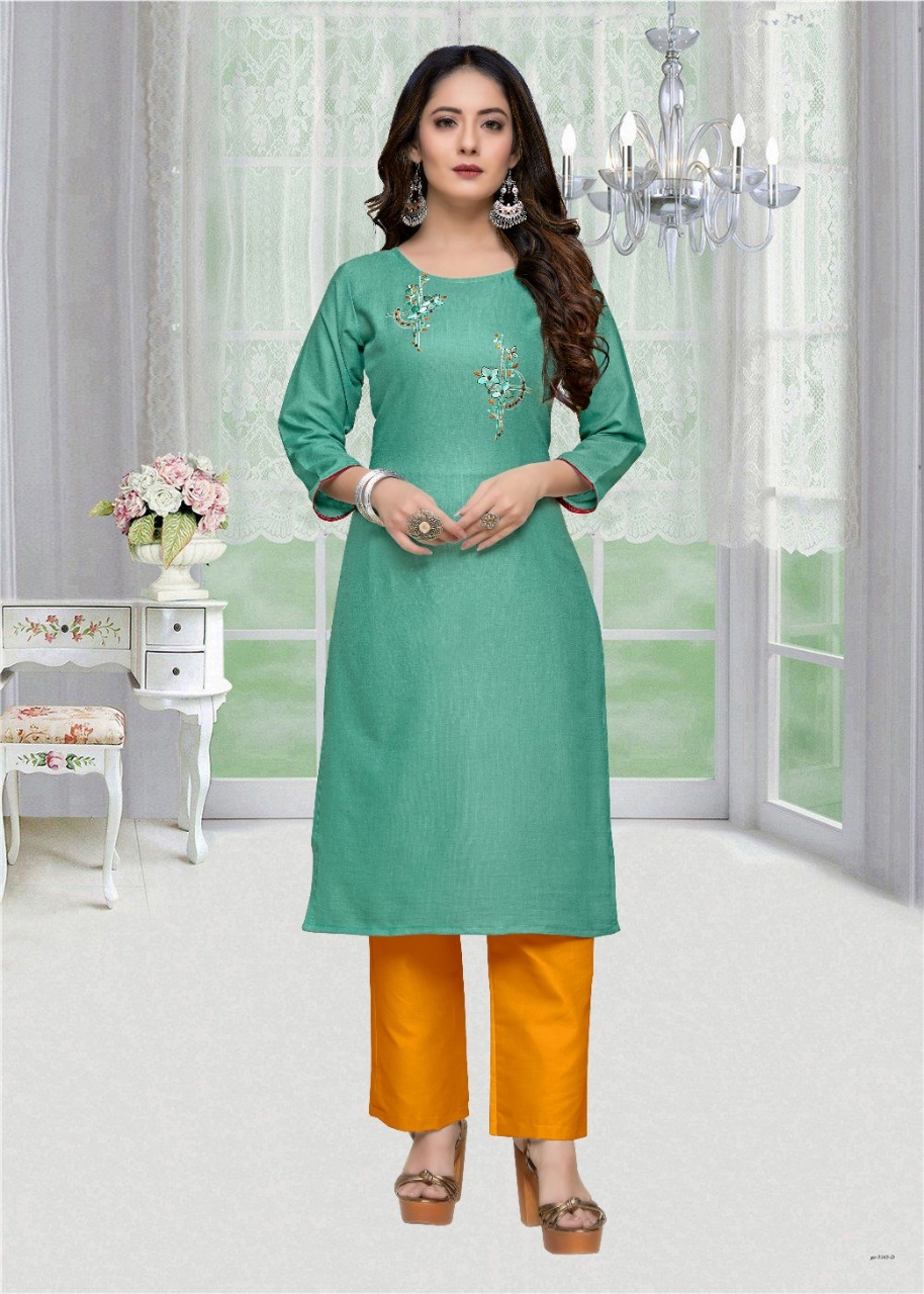 Galaxy Cotton Kurtis - Medium, Large, Xl, Xxl | Embroidered Design, 3-4th Sleeve Style, Quick Dry, Washable, Suitable For All Seasons