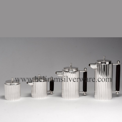 Fluted Exterior Silver Tea Set