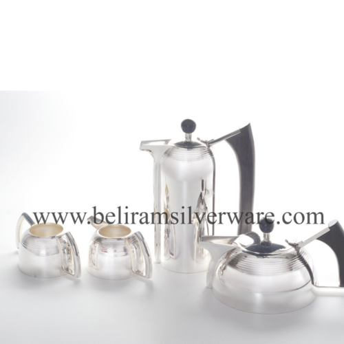 Hammered Texture Modern Silver Tea Set
