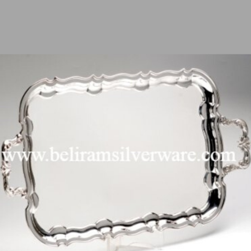 Scalloped Border Rectangular Silver Tray