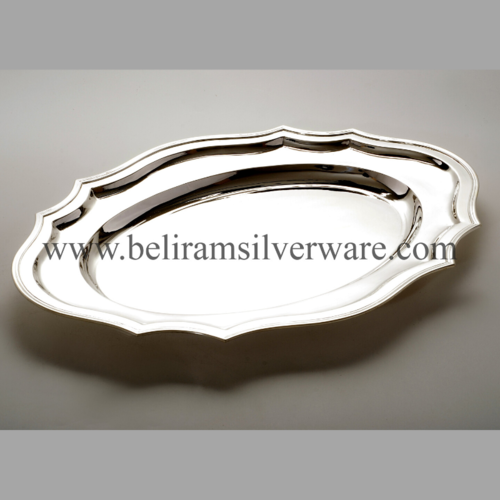 Modern Scalloped Border Silver Tray