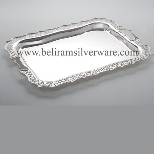 Scalloped Border Cutwork Silver Tray