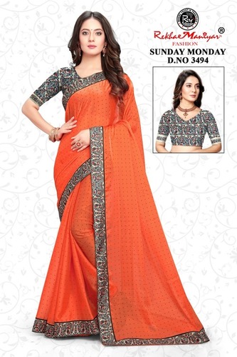 Ladies Fancy Saree - Georgette Fabric, Multi Colour | Perfect for Ethnic Occasions, Elegant & Stylish Draping for Every Event
