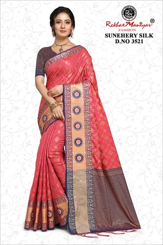 SUNEHERY Silk Saree - Cotton Silk Georgette Fabric, Multi Color Design for Traditional Occasions