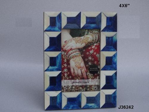 इंडियन बोन इनले फोटो फ्रेम ब्लू एंड व्हाइट