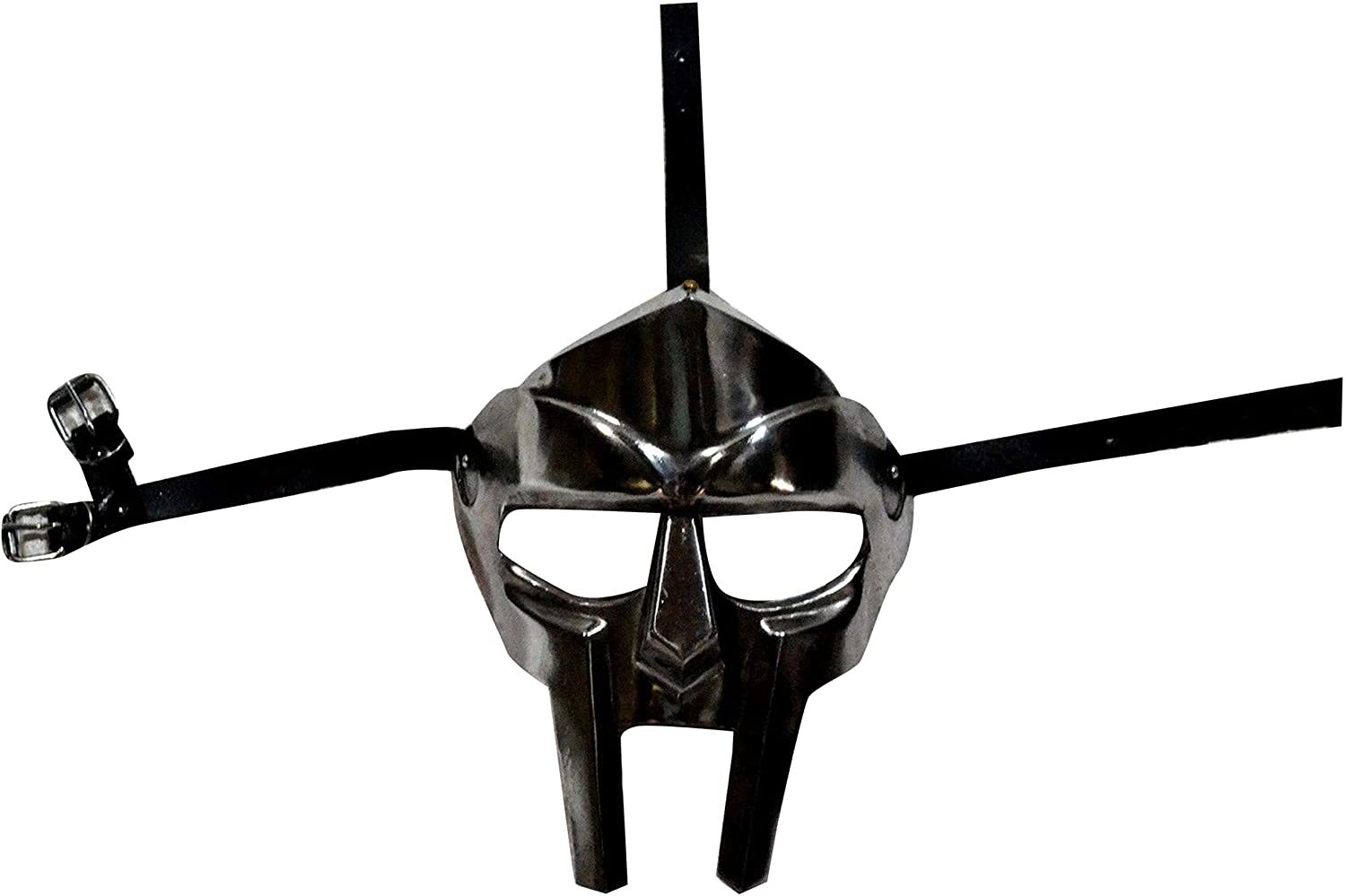 Steel Roman Gladiator Helmet Face Mask Mf Doom Medieval Re-enactment Viking Mask, Silver, Stander