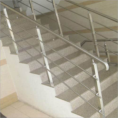 SS Stairs Railing - Stainless Steel, Approx 3 Feet Height, Silver Color, Anodized Finish | Eco Friendly Frame Material