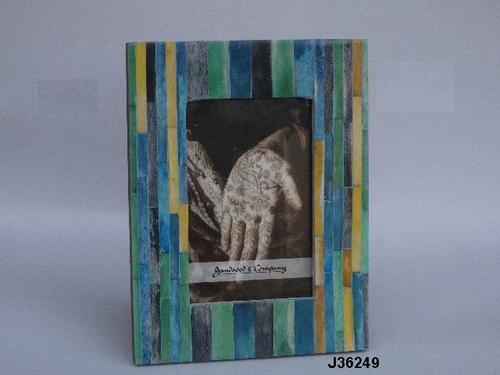 मल्टी कलर बोन इनले फोटो फ्रेम बार कोड स्ट्राइप्स