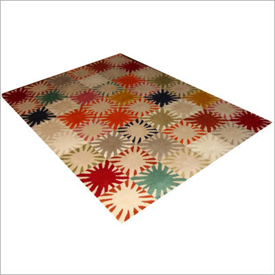 टाइल के आकार का हाथ से गुच्छेदार कालीन