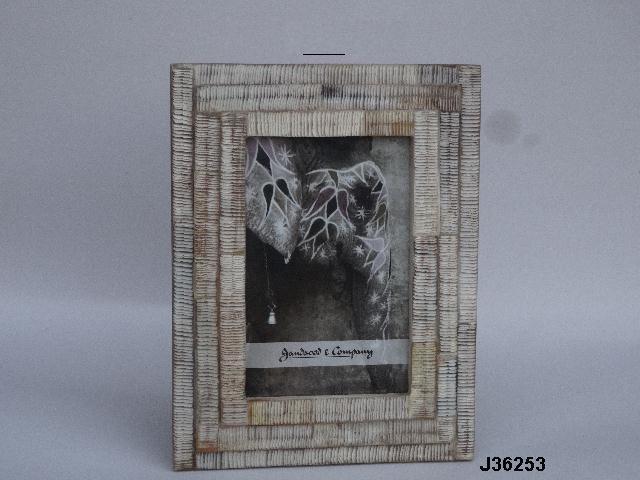 Blue Color Bone Inlay Photo Frame Printed Pattern